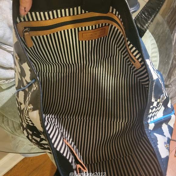 L.A.M.B Gwen Stefani Dartboard Tote Vintage Designer Celebrity Leather Canvas 25 - Picture 13 of 16